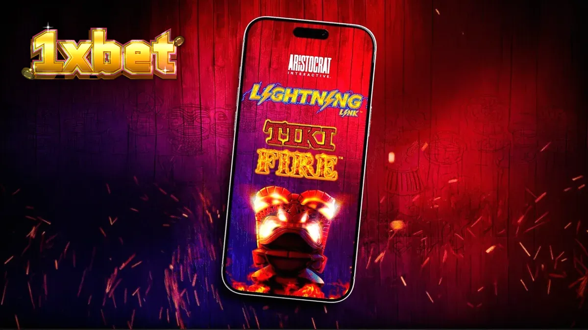 Tampilan visual mesin slot Tiki Fire dengan tema tropis dan elemen api